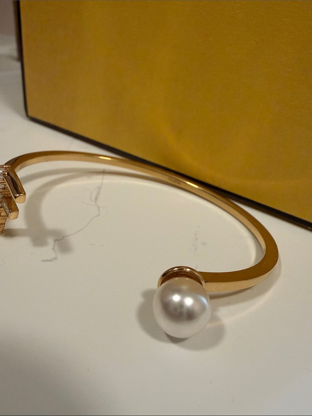 Fendi First Gold Pearl Open Cuff Bracelet - Picture 5 of 10